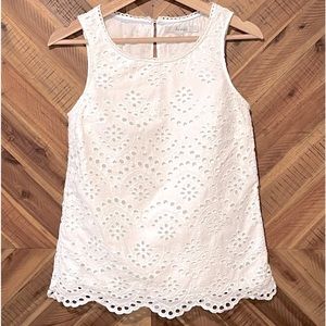 Boden White Cotton Eyelet Swing Top